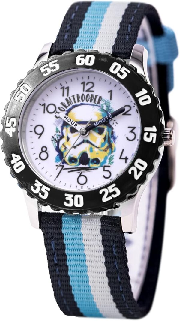 STAR WARS Kids' Bezel Stainless Steel Time Teacher Analog Nylon Strap Watch